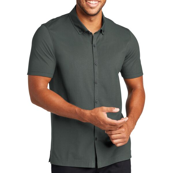 Stretch Pique Full Button Polo Thumbnail